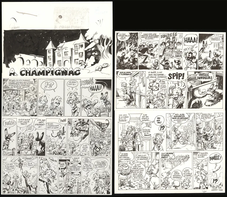 Planche noir et blanc, Spirou et Fantasio,  Yoann