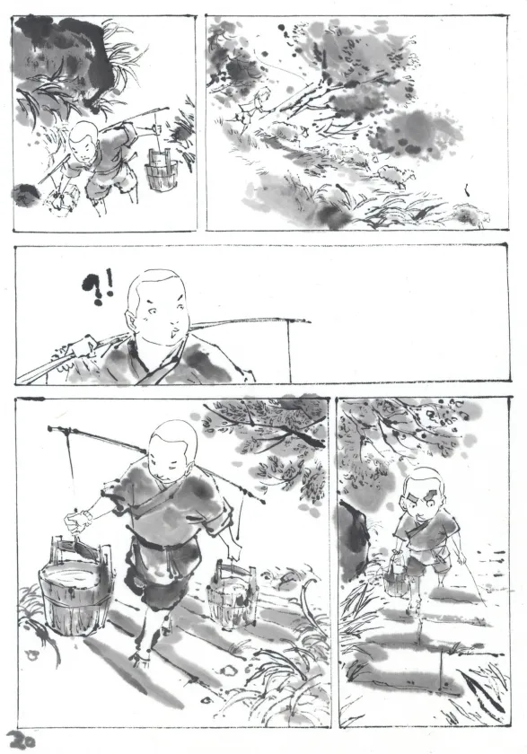 Planche noir et blanc, La Voie de la sagesse, Le printemps de poussière (T.1), An Ji