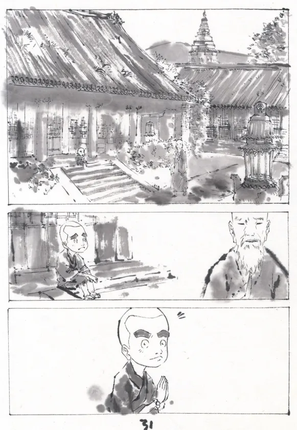 Black and white original page, La Voie de la sagesse, Le printemps de poussière (T.1), An Ji