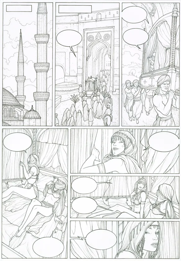 Planche noir et blanc, Succubes, Roxelane (T.2), Adriano De Vincentiis