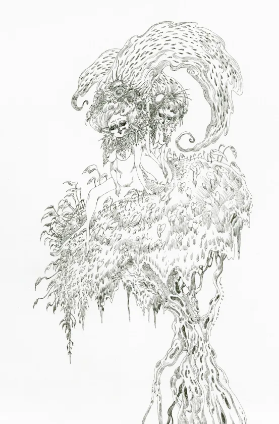 Black and white illustration, Giovanni Rigano