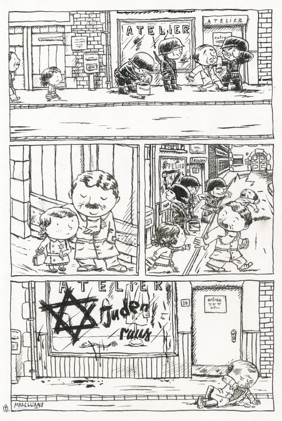 Planche noir et blanc, L'enfant caché, Marc Lizano