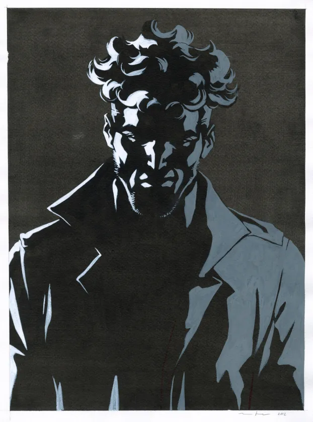 Black and white illustration, Marcial Toledano