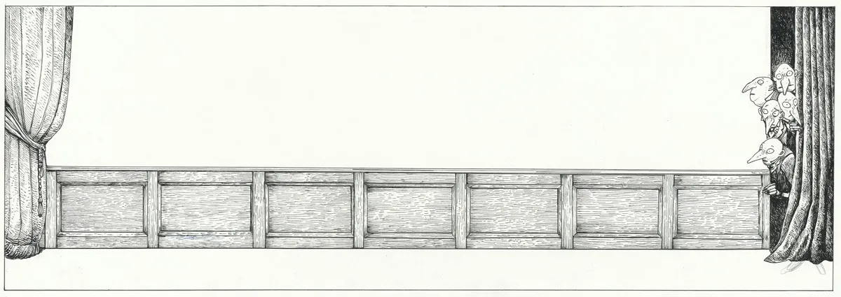 Black and white illustration, L'Étrange Réveillon, Lionel Richerand