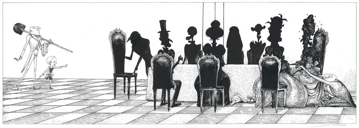 Illustration noir et blanc, L'Étrange Réveillon, Lionel Richerand