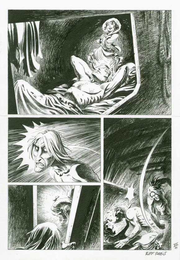 Black and white original page, Le Loup des mers,  Riff Reb's