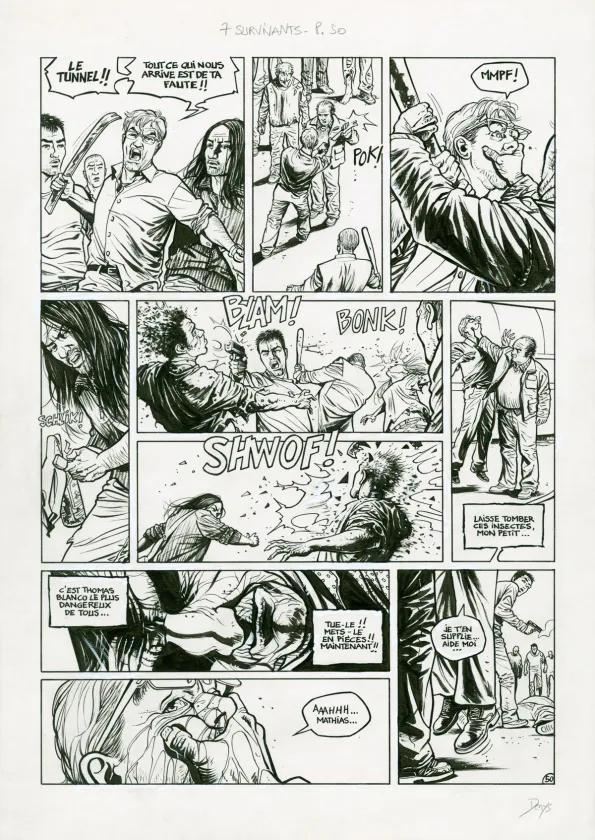 Planche noir et blanc, Sept, Sept Survivants (T.8),  Denys