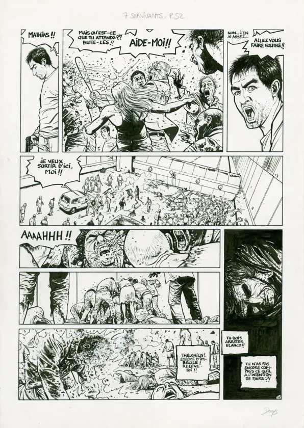 Planche noir et blanc, Sept, Sept Survivants (T.8),  Denys