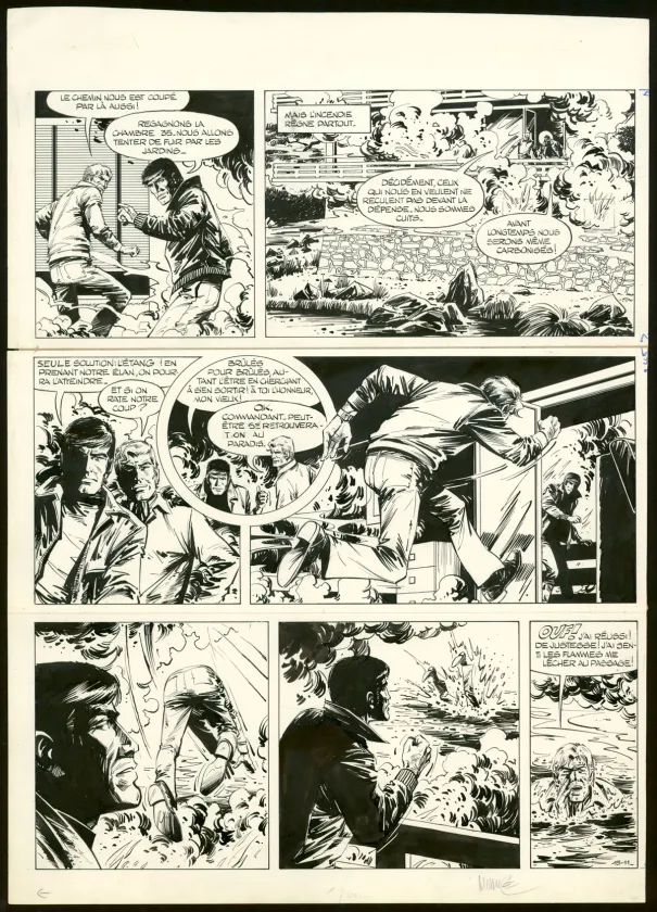 Black and white original page, Bob Morane, L'Œil du samouraï (T.17), William Vance
