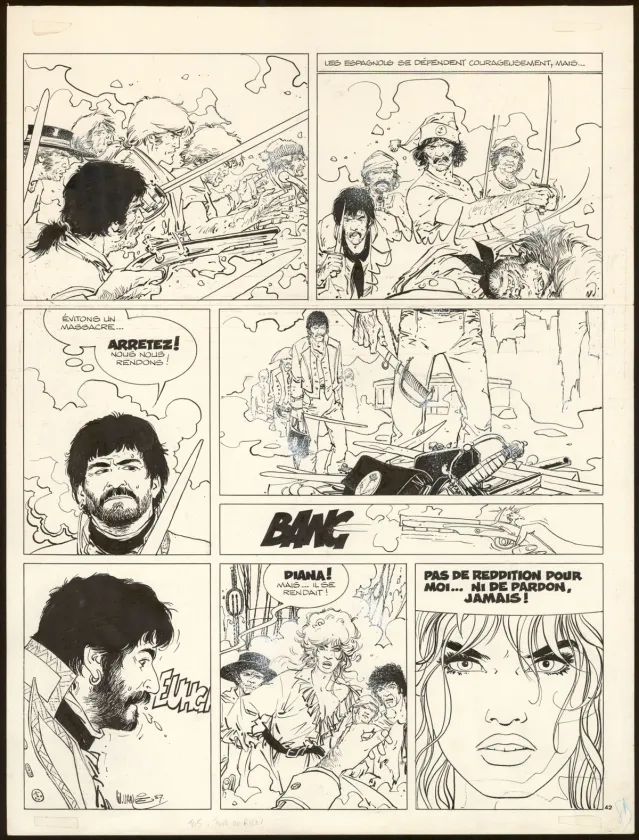 Black and white original page, Bruce J. Hawker, Tout ou rien (T.5), William Vance