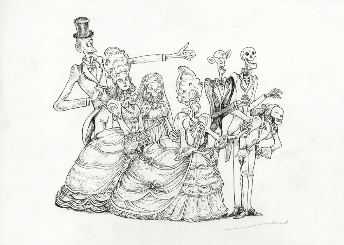 Illustration noir et blanc, L'Étrange Réveillon, Lionel Richerand