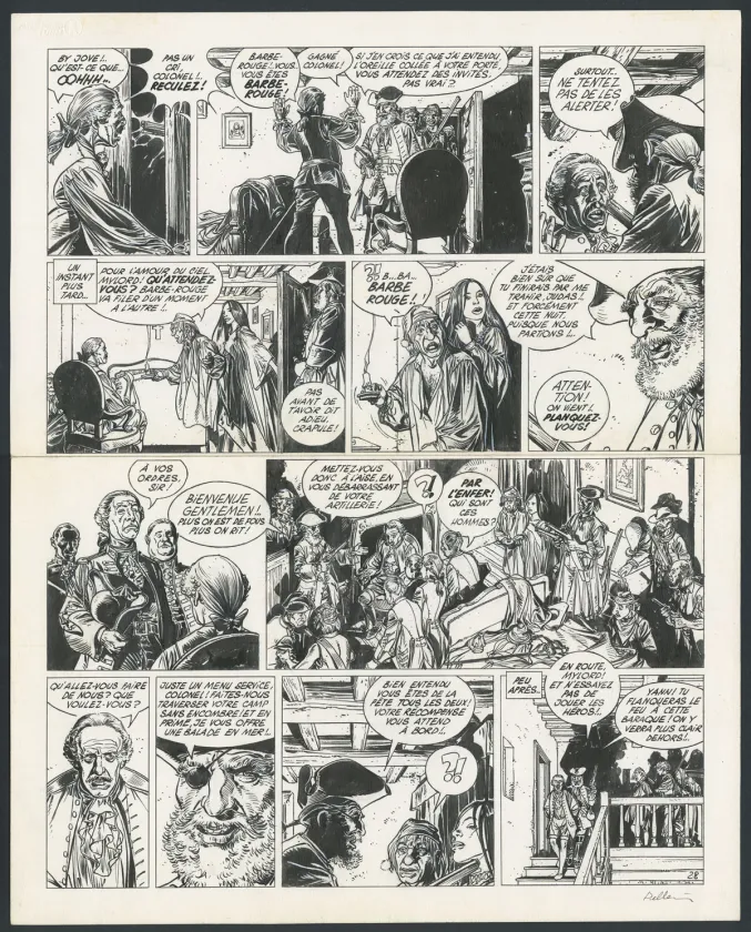 Planche noir et blanc, Barbe-Rouge, Les Révoltés de la Jamaïque (T.25), Patrice Pellerin