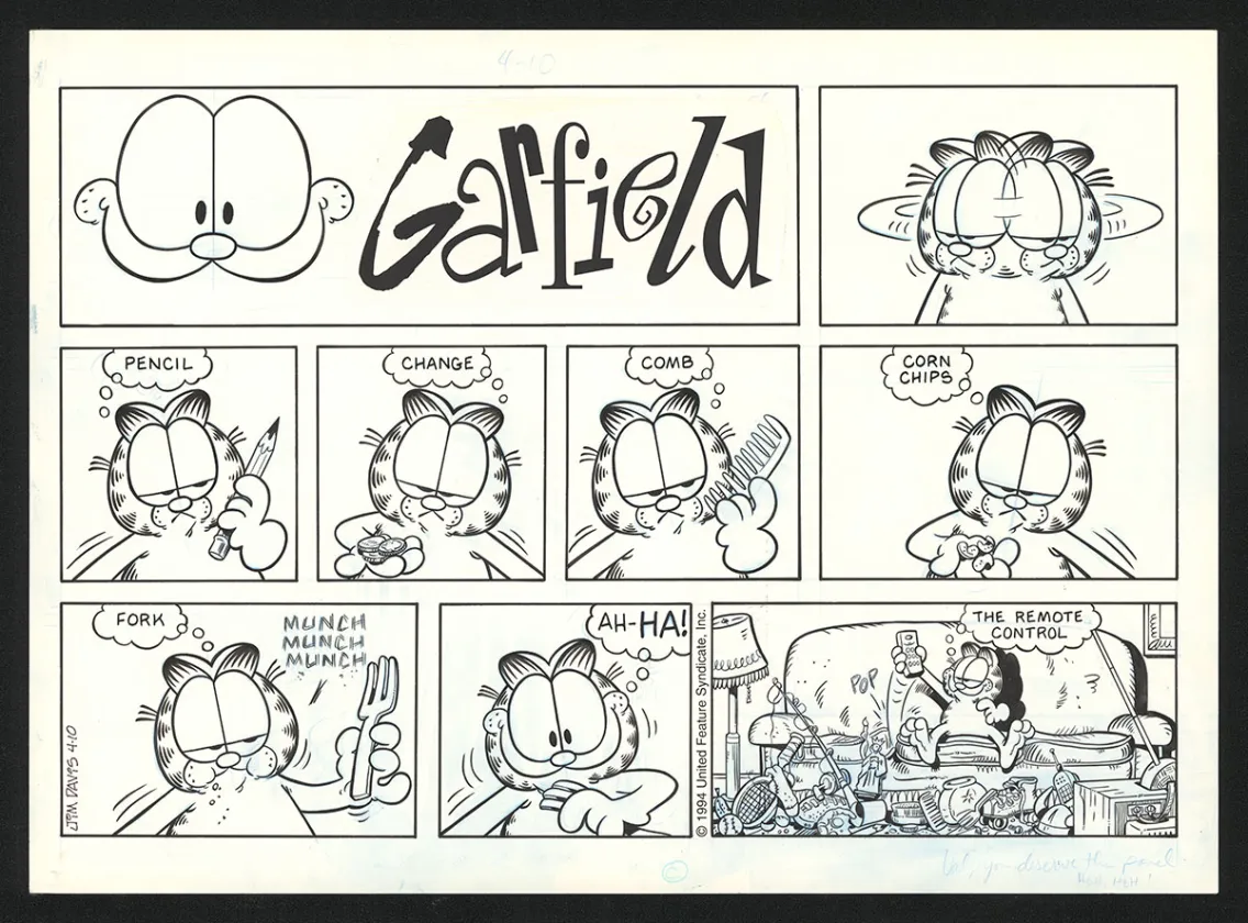 Black and white original page, Garfield, Jim Davis