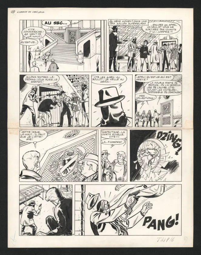 Black and white original page, Ric Hochet, L'Ombre de Caméléon (T.4),  Tibet