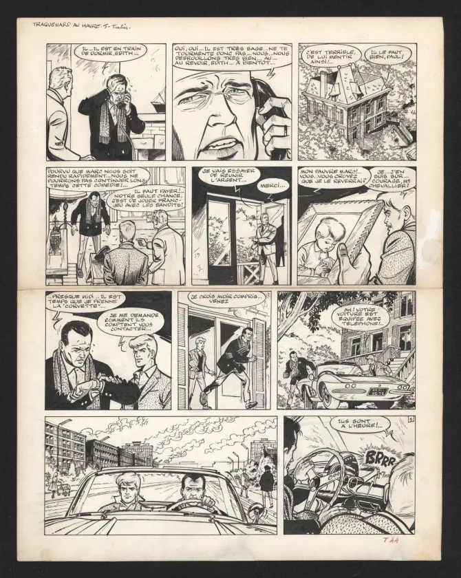 Planche noir et blanc, Ric Hochet, Traquenard au Havre (T.1),  Tibet