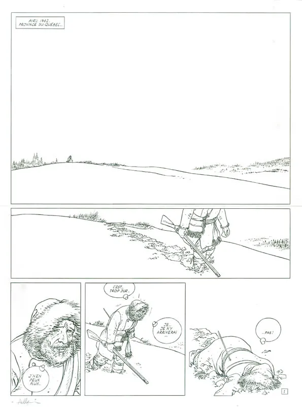 Black and white original page, L'Épervier, La Mission (T.7), Patrice Pellerin