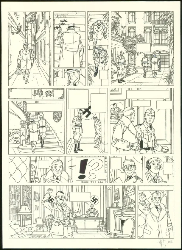 Black and white original page, Kaplan & Masson, Il faut sauver Hitler (T.2), Jean-Christophe Thibert