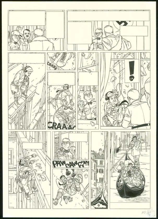 Planche noir et blanc, Kaplan & Masson, Il faut sauver Hitler (T.2), Jean-Christophe Thibert