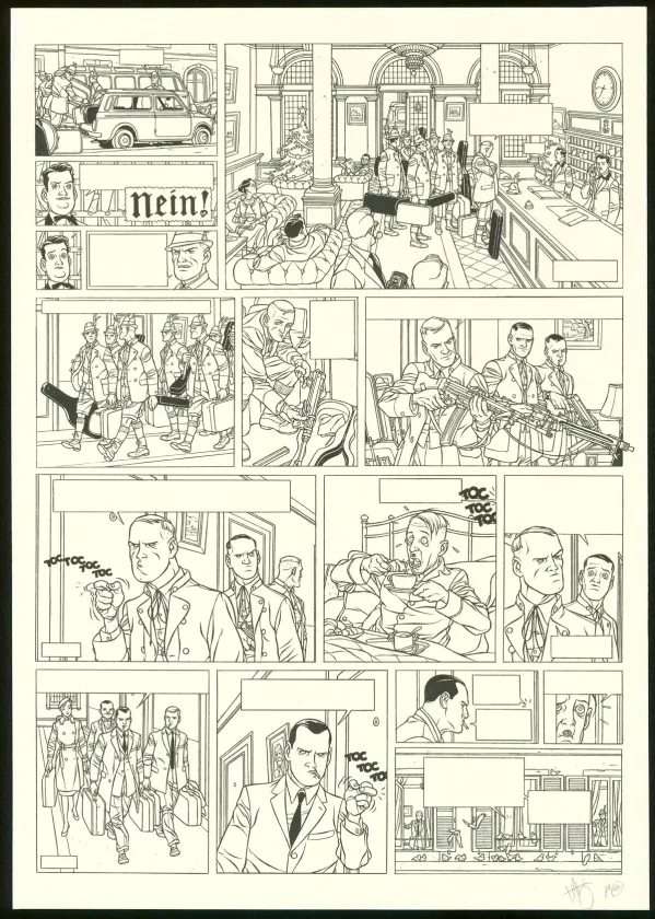 Black and white original page, Kaplan & Masson, Il faut sauver Hitler (T.2), Jean-Christophe Thibert