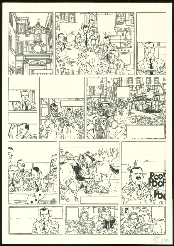 Black and white original page, Kaplan & Masson, Il faut sauver Hitler (T.2), Jean-Christophe Thibert