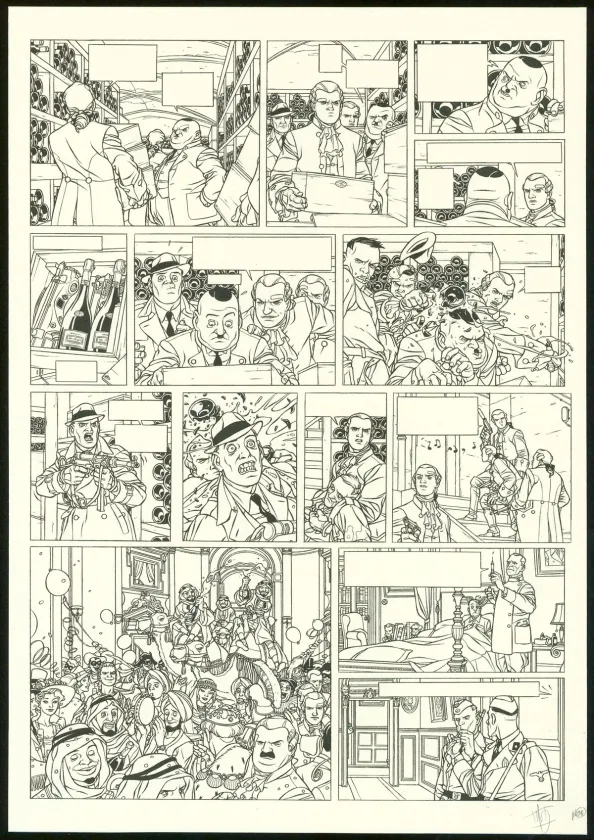 Planche noir et blanc, Kaplan & Masson, Il faut sauver Hitler (T.2), Jean-Christophe Thibert