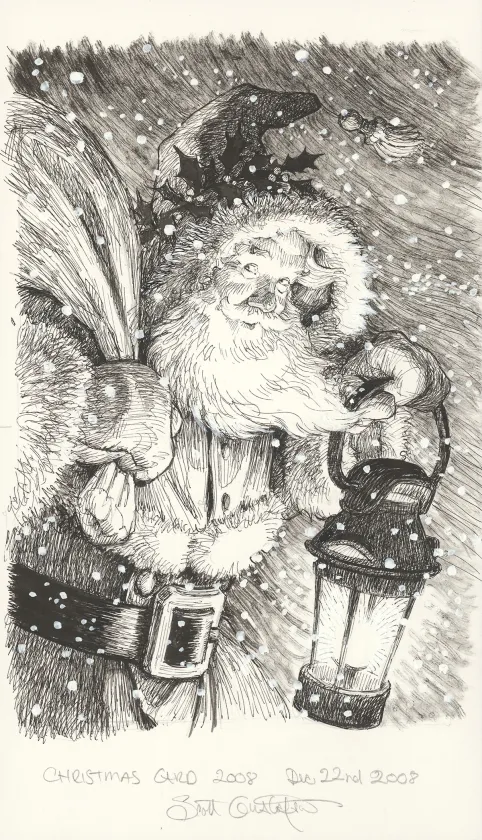 Black and white illustration, Scott Gustafson