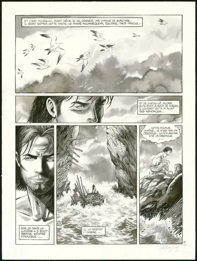 Black and white original page, Niklos Koda, L'Océan (T.12), Olivier Grenson