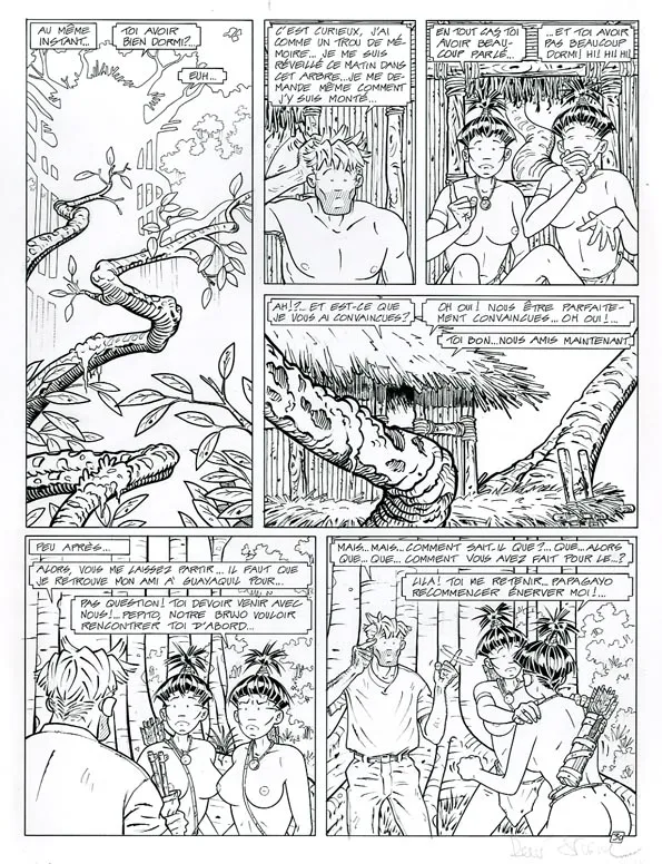 Black and white original page, Adler, La Jungle rouge (T.7), René Sterne