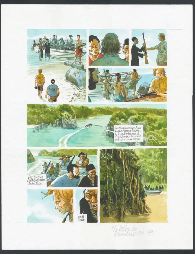 Colored original page, Le Maître des Crocodiles , Jean Denis Pendanx