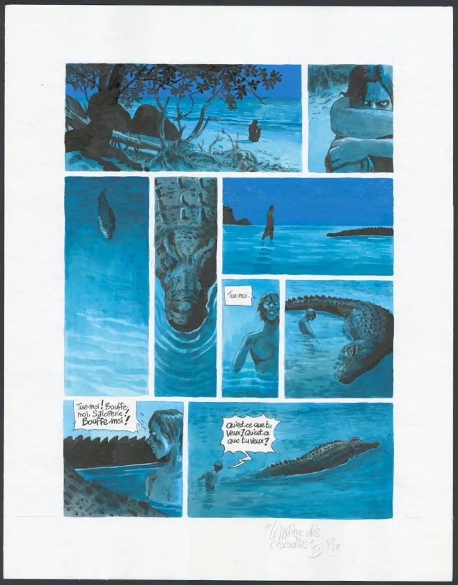 Colored original page, Le Maître des Crocodiles , Jean Denis Pendanx