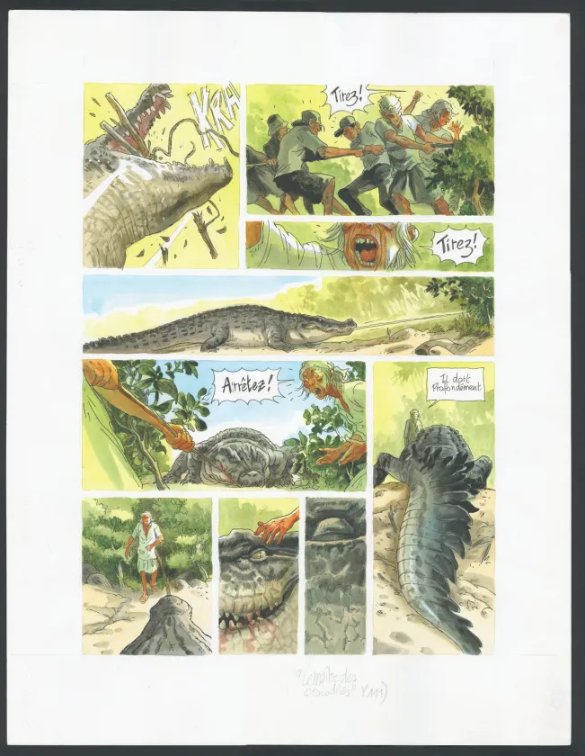 Colored original page, Le Maître des Crocodiles , Jean Denis Pendanx