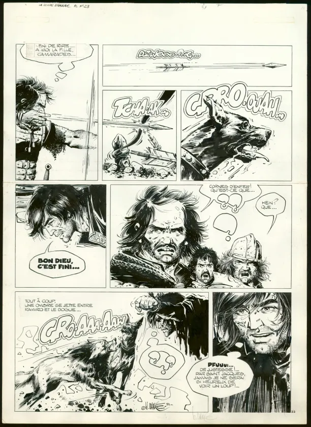 Black and white original page, Ramiro, La Louve d'Arnac – Inédit, William Vance