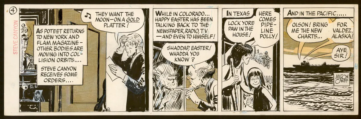 Planche noir et blanc, Steve Canyon, Milton Caniff