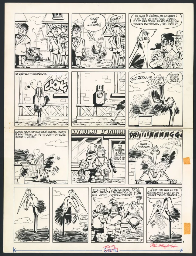 Black and white original page, Les Dingodossiers , Marcel Gotlib