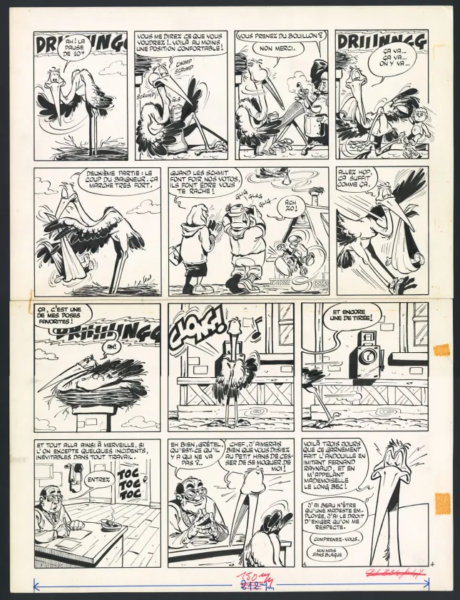 Black and white original page, Les Dingodossiers , Marcel Gotlib