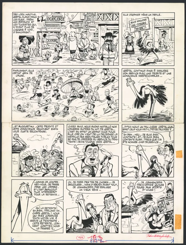 Black and white original page, Les Dingodossiers , Marcel Gotlib