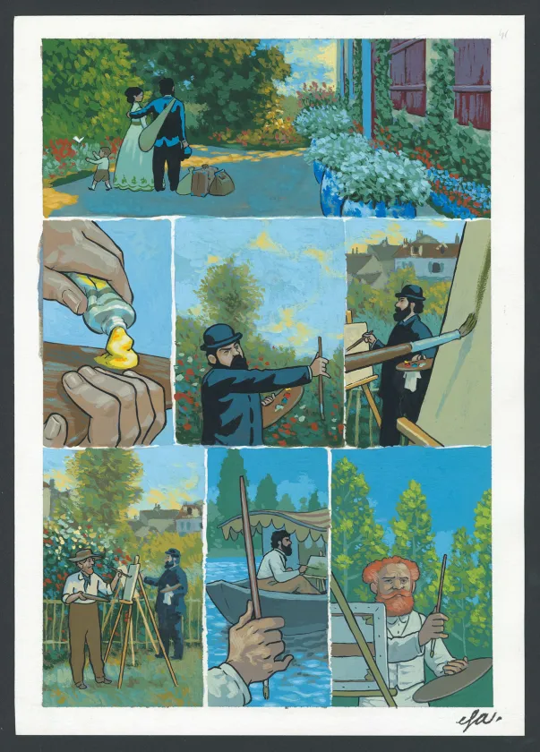Colored original page, Monet, nomade de la lumière ,  Efa