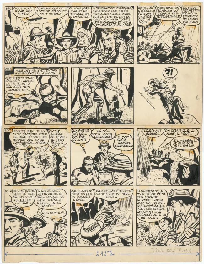 Planche noir et blanc, Tiger Joe, La Piste de l'Ivoire (T.2), Victor Hubinon