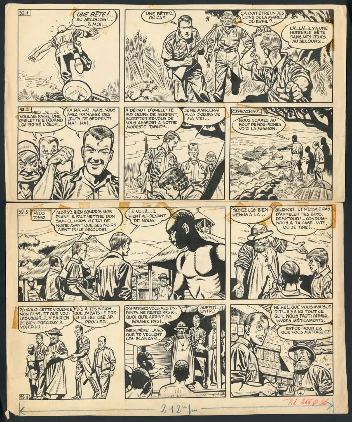 Planche noir et blanc, Tiger Joe, La Piste de l'Ivoire (T.2), Victor Hubinon
