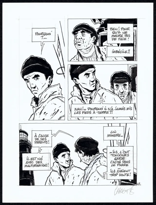 Planche noir et blanc, Tout seul, Christophe Chabouté