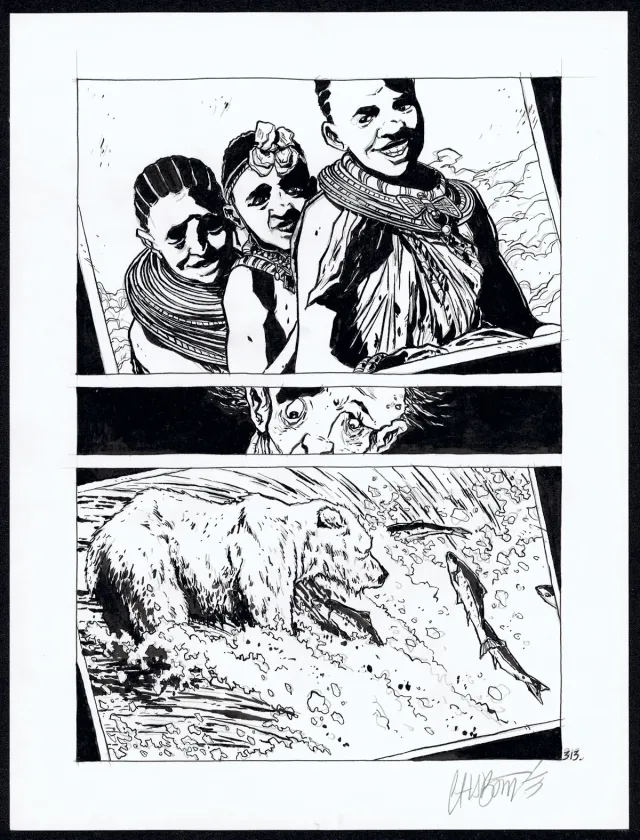 Black and white original page, Tout seul, Christophe Chabouté
