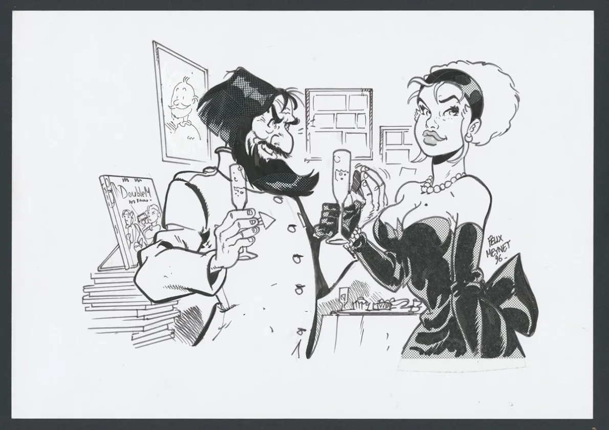 Illustration noir et blanc, Double M, Félix Meynet