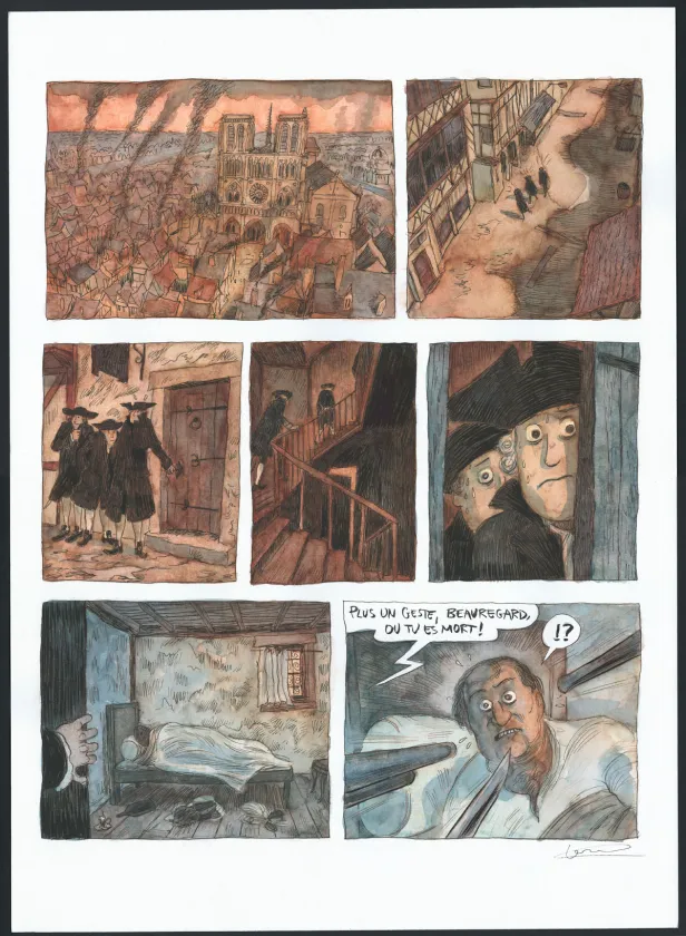 Colored original page, Voltaire amoureux, Voltaire amoureux (T.1), Clément Oubrerie