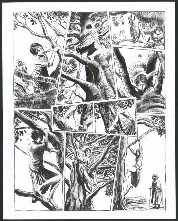 Black and white original page, Renée Stone (Une aventure de), Meurtre en Abyssinie (T.1), Clément Oubrerie