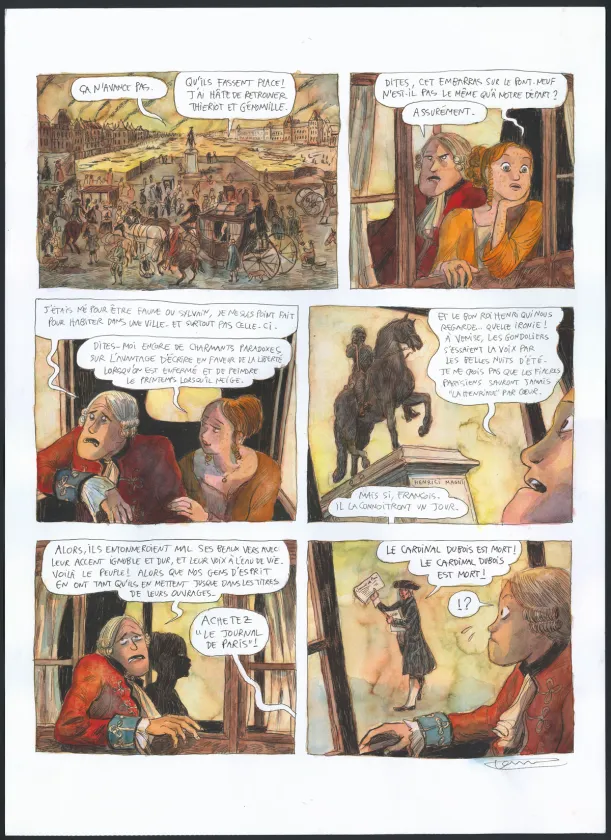 Colored original page, Voltaire amoureux, Voltaire amoureux (T.1), Clément Oubrerie