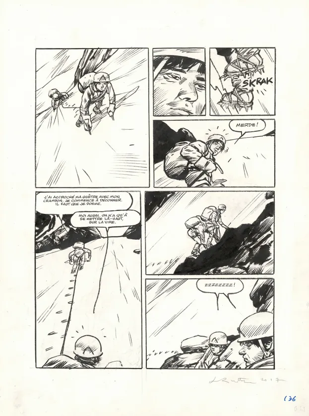 Black and white original page, Ailefroide, altitude 3954, Jean-Marc Rochette