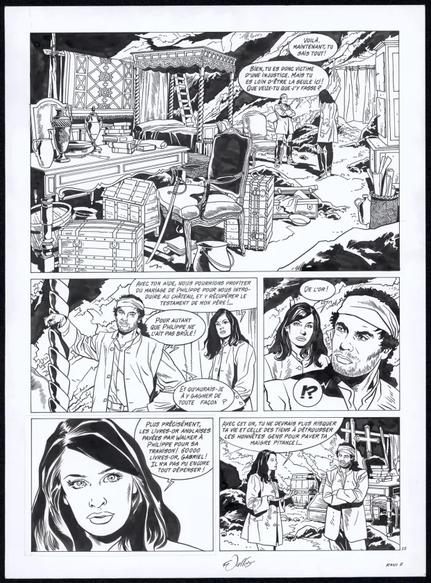 Black and white original page, Rani, Brigande (T.2), Francis Vallès