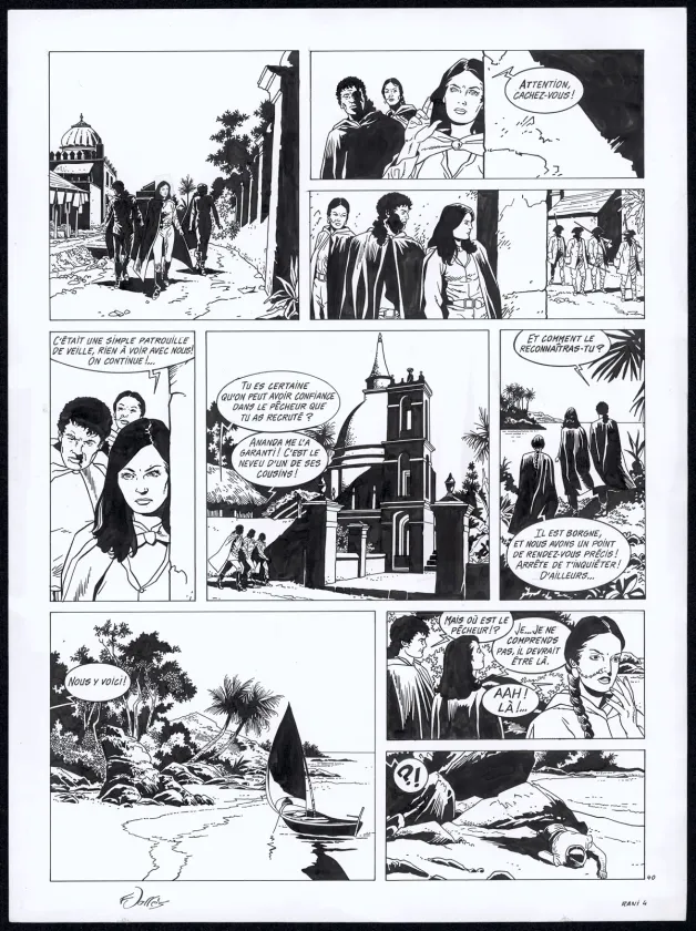 Black and white original page, Rani, Maîtresse (T.4), Francis Vallès