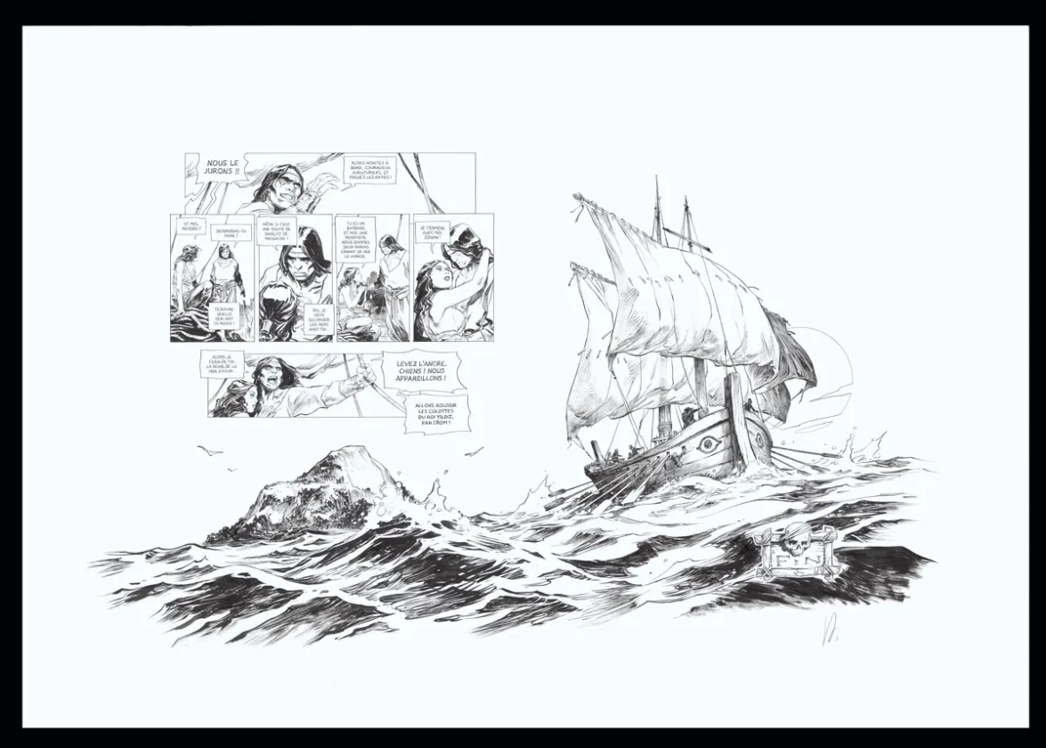 Black and white original page, Conan le Cimmérien, Chimères de fer dans la clarté lunaire (T.6), Virginie Augustin