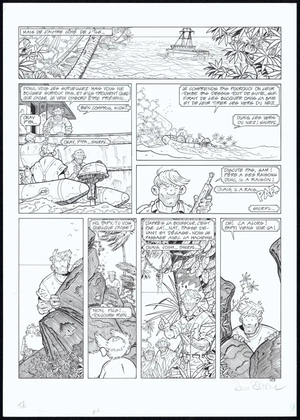 Planche noir et blanc, Adler, L'Île perdue (T.6), René Sterne